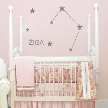 Primer otroške stenske nalepke horoskop tehtnica z imenom Žiga.