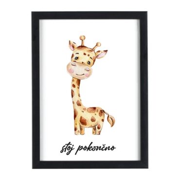 Afriške živali Žirafa stoj pokončno - motivacijski otroški plakati za otroško sobo