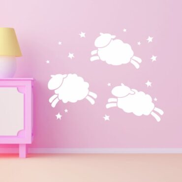 Otroška stenska nalepka tri ovčke in zvezdice